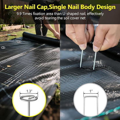 120 Pcs Landscape Fabric Stakes Heavy Duty(8 Gauge), 6 inch Galvanized Garden Weed Barrier Stakes for Plant Support, More Holding Power Than U-Shaped Ground Nail, Not Easy to Bend
