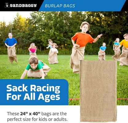 Sandbaggy Burlap Bags Large 24" x 40" - Potato Sack Race Bags for Kids & Adults | Perfect Birthday Party Game | Shrub & Plant Frost Protection - Food Grade (Pack of 100)