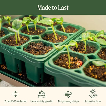 Vego garden Giga Seedling Trays - 4 Pack, 9-Cell UV-Resistant Reusable Starter Trays for Greenhouse/Garden (No Lids)