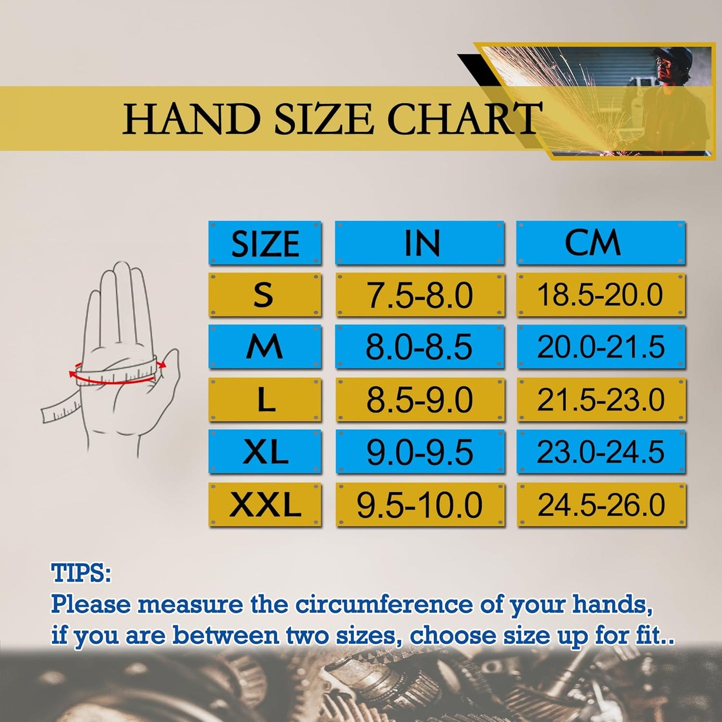 HANDLANDY Men Leather Gardening Gloves, Utility Work Gloves for Mechanics, Construction, Driver
