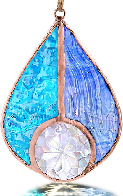 H&D HYALINE & DORA Colorful Teardrop Stained Glass Windows hangings Suncatchers Art