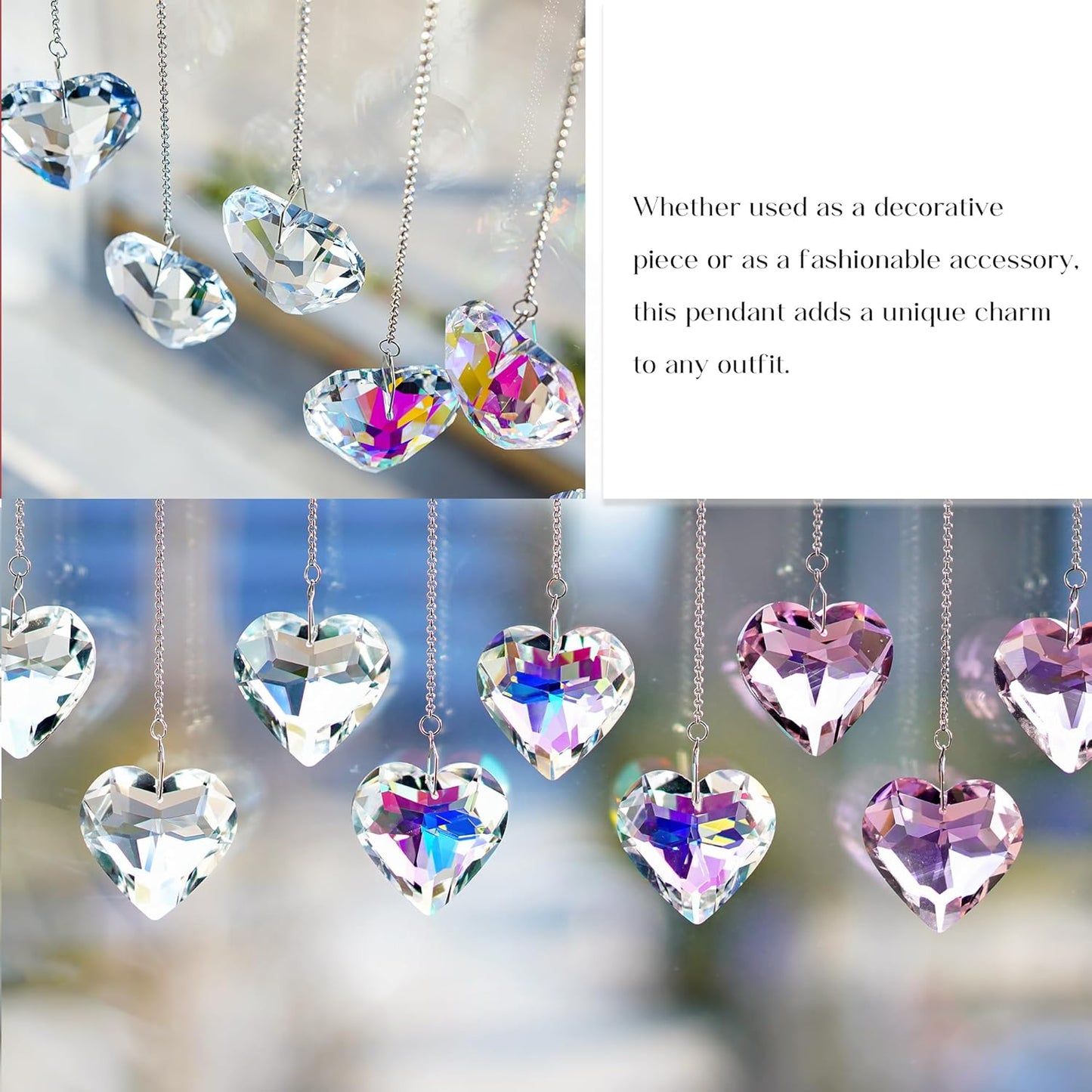 H&D HYALINE & DORA 50mm Clear Crystal Heart Suncatcher Set of 3 Suncatcher for Window Crystal Heart Sun Catcher Hanging Ornament Rainbow Maker Gifts for Mom, Grandma, Friends