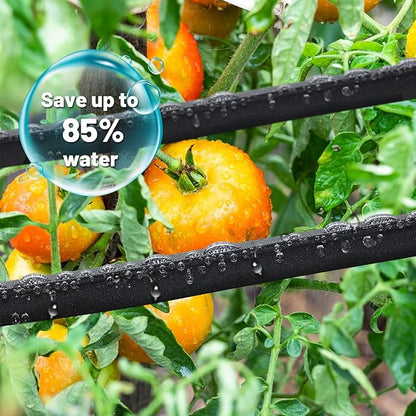 Soaker Hose 75FT for Garden Beds - 3/4" Heavy Duty Double Layer Drip Irrigation Hose, Save 85% Water- Linkable Flat Soaker Hose for Lawn Flower Bed Vegetable Field Effective Watering