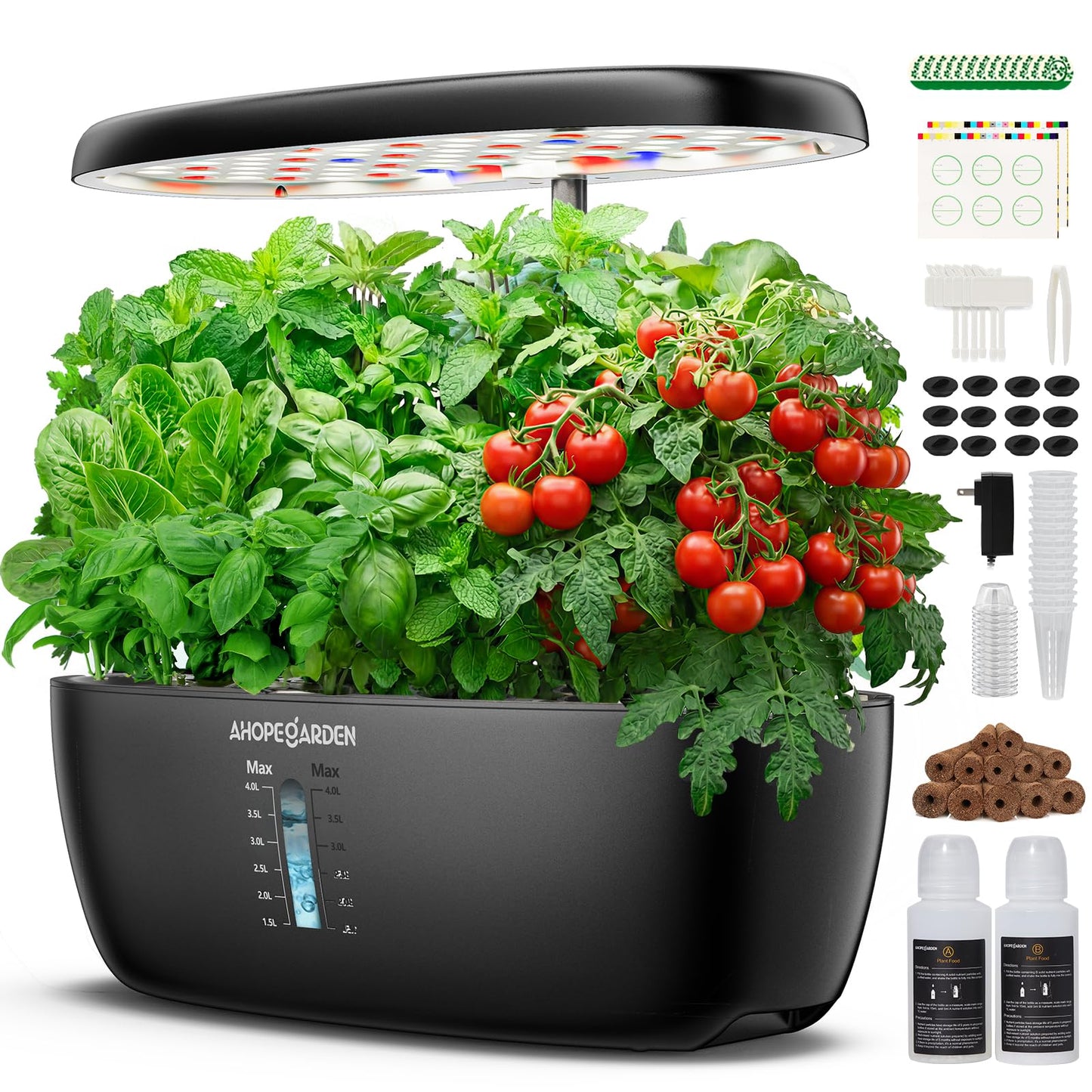 Ahopegarden Hydroponics Growing System: 12 Pods Indoor Herb Garden with LED