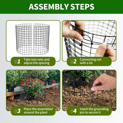 5 Pack Metal Plant Protector, Metal Plant Protection Cages (13" Diax14.2H) to Keep Animals Out, for The Garden Protection of Flowers, Saplings, Fruits Vegetables, Black