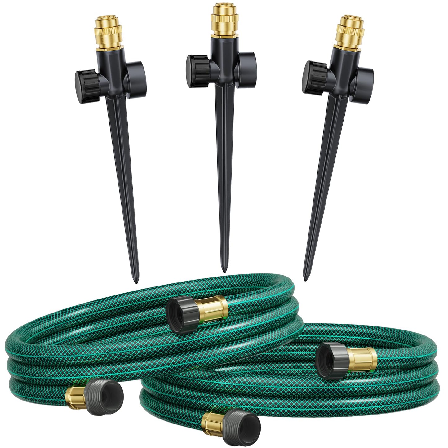 FANHAO Above Ground Irrigation Garden Sprinkler System, Metal Adjustable Garden Sprinkler Set, 360
