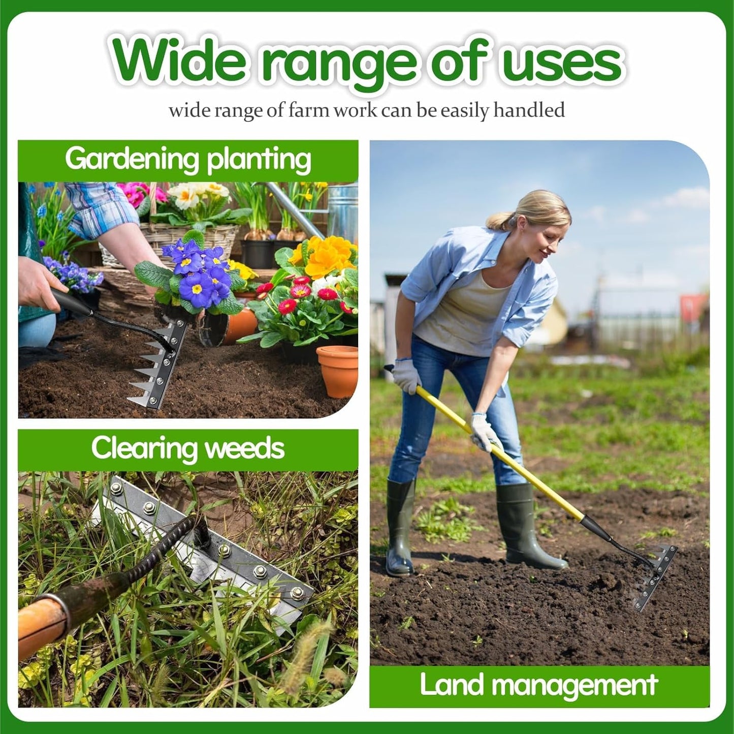 2025 Iron Weeding Rake 2.0,Iron Rake for Gardening and Weedings, Heavy Duty Gardening Hand Weed Puller Tools,Carbon Steel Hand Weeding Rakes for Lawn Care, 8-Teeth Weeding Tool for Yard
