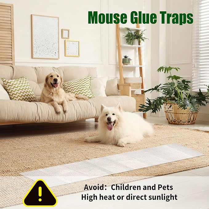 Qualirey 20 Pcs 47 Inch Ultra Large Sticky Mouse Glue Traps Sticky Rat Trap That Work for Rats Roaches Rodents Heavy Duty Pre Baited Mats Indoor Outdoor Catch Pest (White)