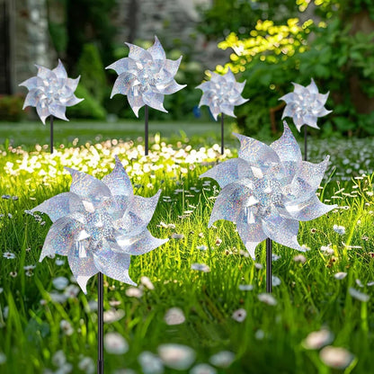 20pack Garden Pinwheels,Reflective Pinwheelsfor Yard and Garden,Whirligigs Wind Spinners(Silver),DlY Assembly Required
