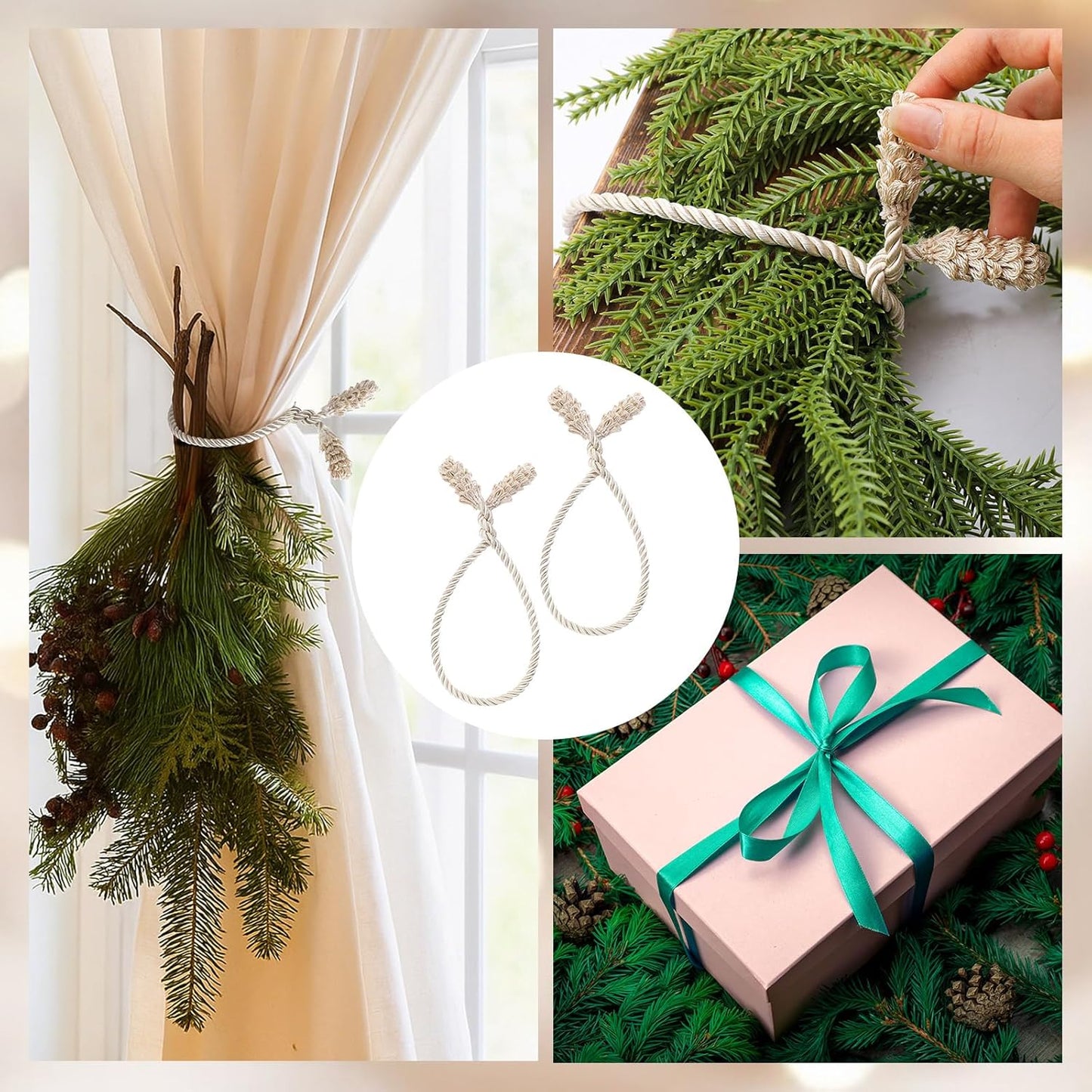 Shappy 24 Pieces Christmas Garland Banister Ties Christmas Decorative Reusable and Flexible Twist Ties for Garland, Banister Home Decoration (Ivory)