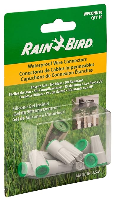 Rain Bird WPCONN10 Waterproof Grease Cap Wire Connectors, 10-Pack, Black/Green