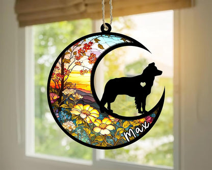 Personalized Dog Memorial, Custom Name Border Collie Dog Christmas Ornament with Name, Custom Breeds, Pet Loss Light Catcher, Gifts for Lovers Loss of Pet Sympathy on Mothers Day Christmas