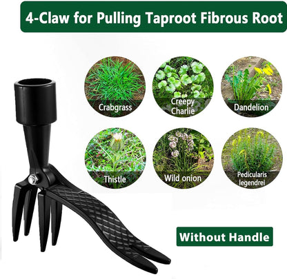 T TOVIA Weed Puller Tool Stand Up Heavy Duty - 4 Claw Manual Weeder, No Bend Weed Puller Stick for Weeds Without Bending Over (No Handle Included)