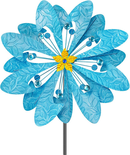 Solar Wind Spinner Retro Spinner, Waterproof Outdoor Metal Wind Sculpture for Patio, Lawn & Garden Decor (Large)