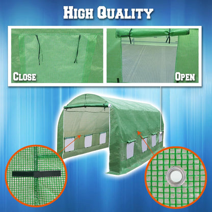 Strong Camel Greenhouse Replacement Covering for Outdoor Larger Hot Garden House, Support Arch Frame Climbing Plants/Flowers/Vegetables (16' X 7' X 7', Cover)