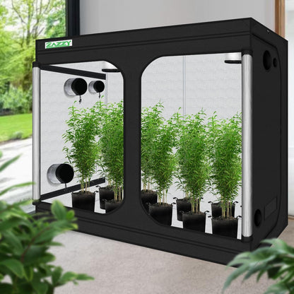 zazzy Grow Tent, 96“x48 x78 Plant Growing Tents 600D Mylar Hydroponic Indoor Grow Tent with Window, Kit Bag & Floor Tray 8x4 Growing Tent