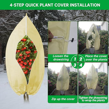 Frost Cloths for Outdoor Plants, 86" X 94" Plant Covers for Winter, 2 Packs Frost Blankets for Outdoor Plants, Frost Cover with Zipper Drawstring | Plant Covers Freeze Protection