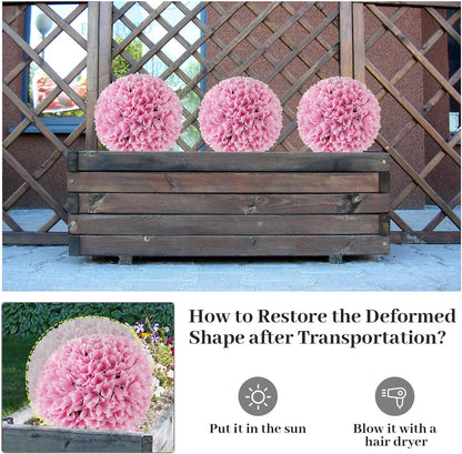 Goplus 11 Inch Topiary Balls Artificial Outdoor Set of 2, Faux Boxwood Ball, Fake Plant Sphere, Round Artificial Plant Balls for Front Door, Porch, Backyard, Balcony, Home Décor (Pink)
