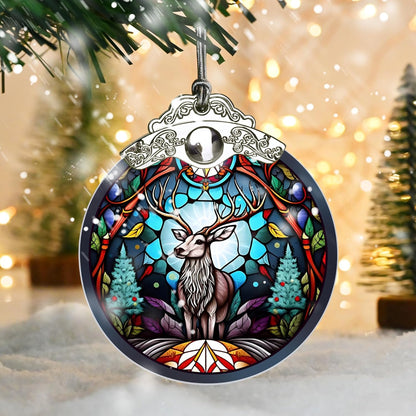 Deer Christmas Ornaments, Deer Decor Christmas, Deer Christmas Tree Decorations, Stained Glass Ornament, Gifts for Deer Lovers, Holiday Decorations and Xmas Gifts Ideas
