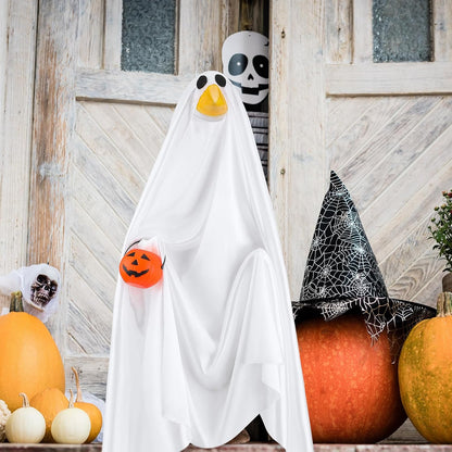 Halloween Goose Outfit Ghost Porch Outfits Yard Clothes Silly Lawn Shirt for 23'' Cement Plastic Duck Decorations