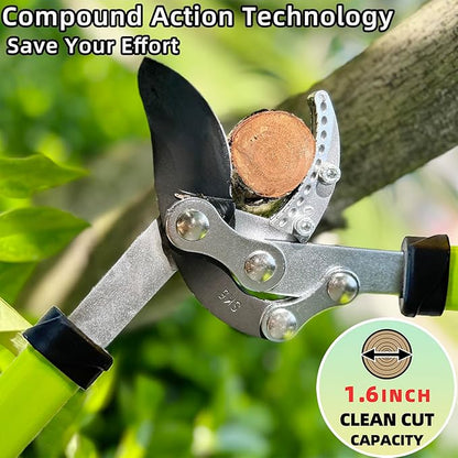 Loppers Hedge Clippers Garden Shears, 3PCS Yard Tools Combo Set Tree, Shrub & Bush Care Kit for Lawn Garden, Branch Cutter with Compound Action Tree Trimmer & Trimming Borders