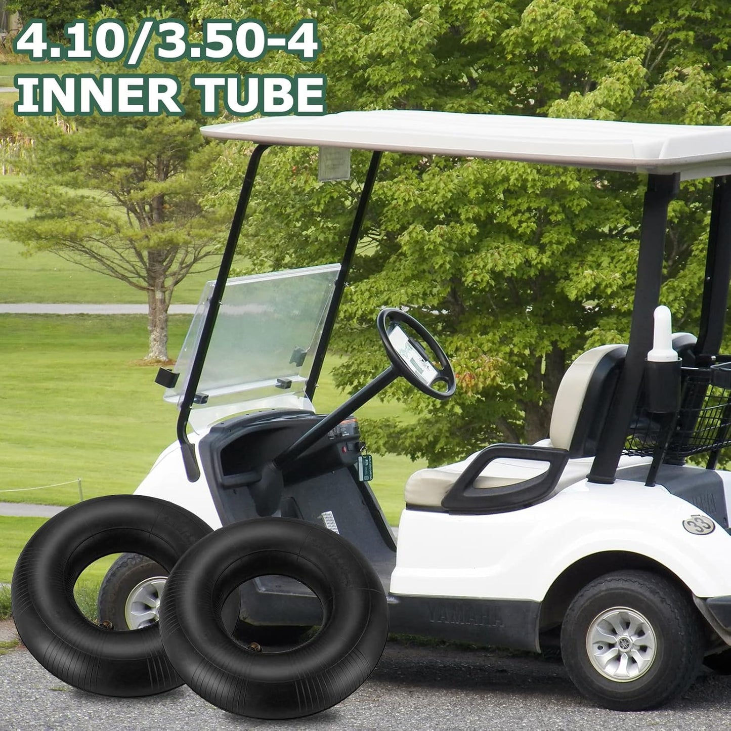 4.10/3.50-4 Inner Tube with Bent Valve Stem (2-Pack) - Heavy Duty Replacement Tire Tubes for Wheelbarrows, Mowers, Hand Trucks, Yard Trailers