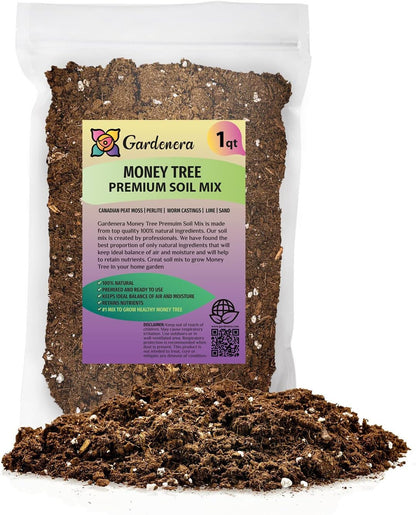 GARDENERA Money Tree Potting Soil Mix for Planting or Repotting Guiana Chestnut, Soil Blended to Properly Grow Money Tree Plants - (1 Quart Bag)