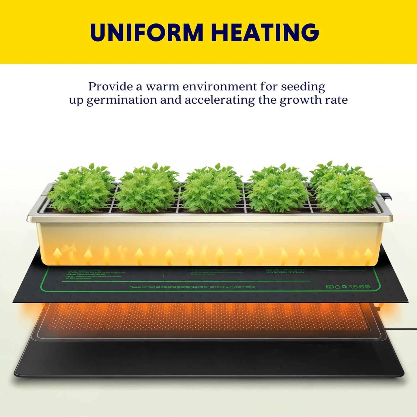 iPower Waterproof Seedling Heat Mat 10" x 20", ETL Certified Durable Germination Heating Pad, for Seed Starting Propagation
