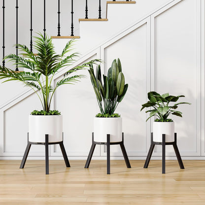 Adjustable Plant Stands Set of 2, Metal Modern Small Plant Holder, Heavy Duty Stable Flower Holder Stand rack for 10-16 Inch Indoor Outdoor Corner Living Room Balcony Office Black PS-007BK-2