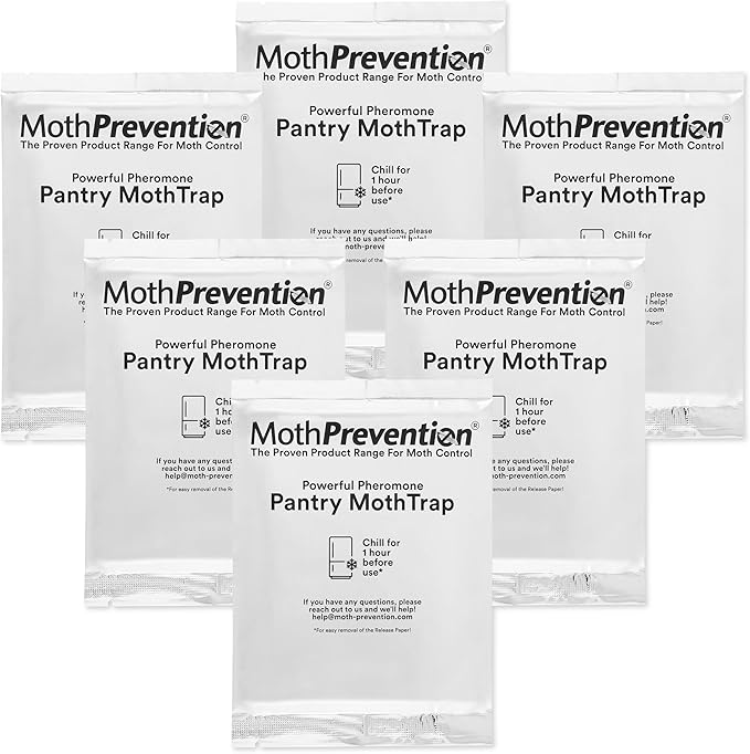 MothPrevention Powerful Pantry Moth Traps Pack of 6 | Moth Killer with Pheromones | Kitchen Moth Trap for Your Home | Maximum Pheromone Dispersal | No Odor