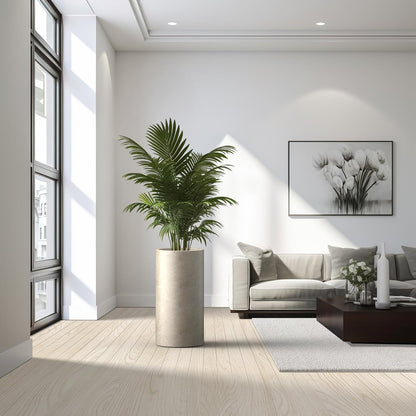 Kante 27.8 Inch Tall Cylindrical Planter, Large Round Plant Pots with Drainage Hole, Made with Concrete, Suitable for Indoor Outdoor Plants, Home Decor, Weathered Concrete