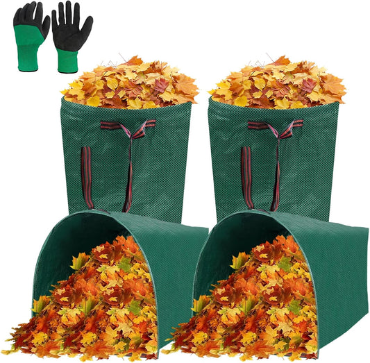 4Pack 40 Gallon Dustpan Type Lawn Bags Reusable Collapsible Heavy Duty Leaf Bags Yard Waste bags