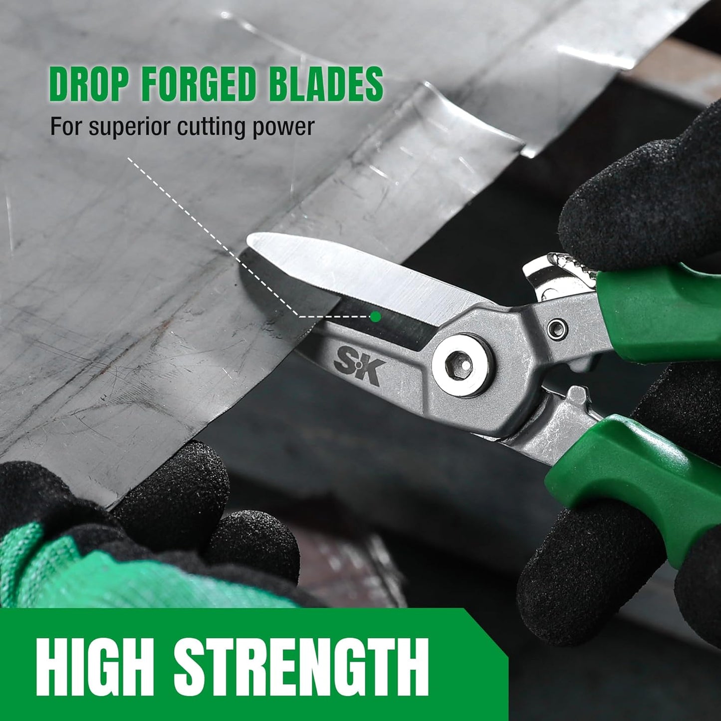 SK 7" Heavy Duty Scissors, All Purpose Shears, Drop Forged CR-V Blades with Safety Lock, Comfortable Grips