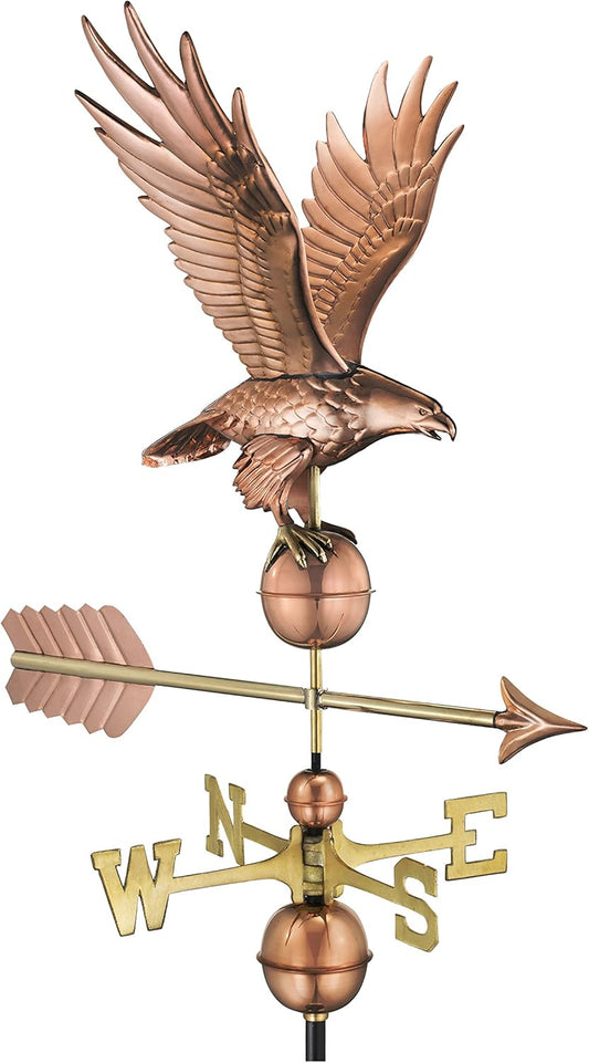 Good Directions Polished Copper Eagle Weathervane – Decorative Rooftop Accent for Barns, Homes
