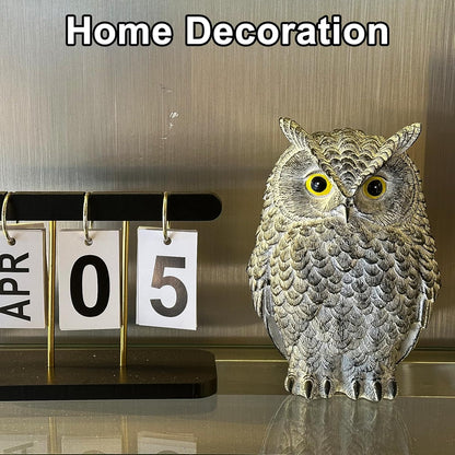 Realistic Owl Statue for Indoor & Outdoor Decoration, Effective Birds Deterrent for Garden, Patio, Yard, and Fake Owl Home Decor, Suitable for Outside Decor (Gray)
