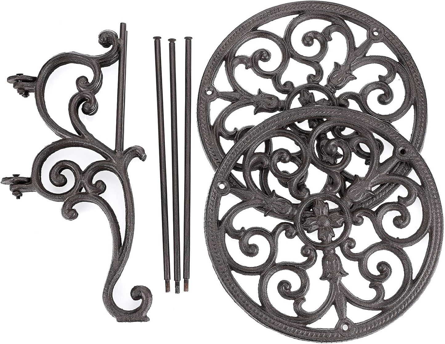 OwnMy Heavy Duty 2 Tiers Cast Iron Plant Stand, Vintage Iron Flower Pot Holder, 2 Layers Tall Decorative Potted Plants Stand Rack, Indoor Outdoor Large Plant Holder for Garden Patio, Retro-Brown