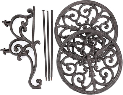 OwnMy Heavy Duty 2 Tiers Cast Iron Plant Stand, Vintage Iron Flower Pot Holder, 2 Layers Tall Decorative Potted Plants Stand Rack, Indoor Outdoor Large Plant Holder for Garden Patio, Retro-Brown