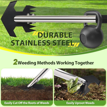 CAROD Hoe Garden Tool, Scuffle Garden Hoe for Weeding with 30-60 Inch Steel Long Handle, Dual Use Sharp Gardening Hula Hoe, Adjustable Rocket Shaped Weed Remover Action Hoe