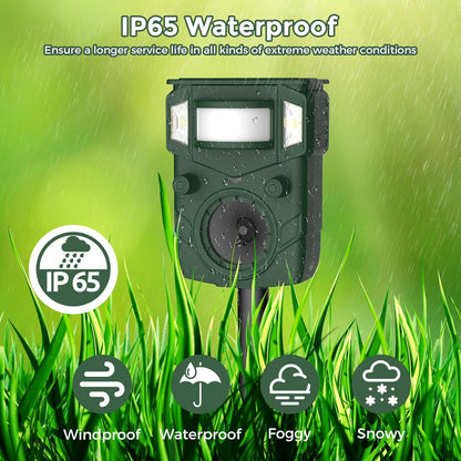 2025 Upgraded Solar Ultrasonic Animal Repellent Outdoor – Motion Activated Deer, Squirrel, Cat, Raccoon, Dog & Bird Ultrasonic Sweep for Yard, Garden, Farm, 2PC