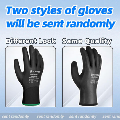 Schwer 2 Pairs Waterproof Winter Work Gloves, ANSI A2 Cut Resistant Freezer Gloves for Outdoor Cold Weather Keep Hands Warm, Thermal Insulated Gloves for Shoveling Snow, Ice Fishing, Super Grip, XXL