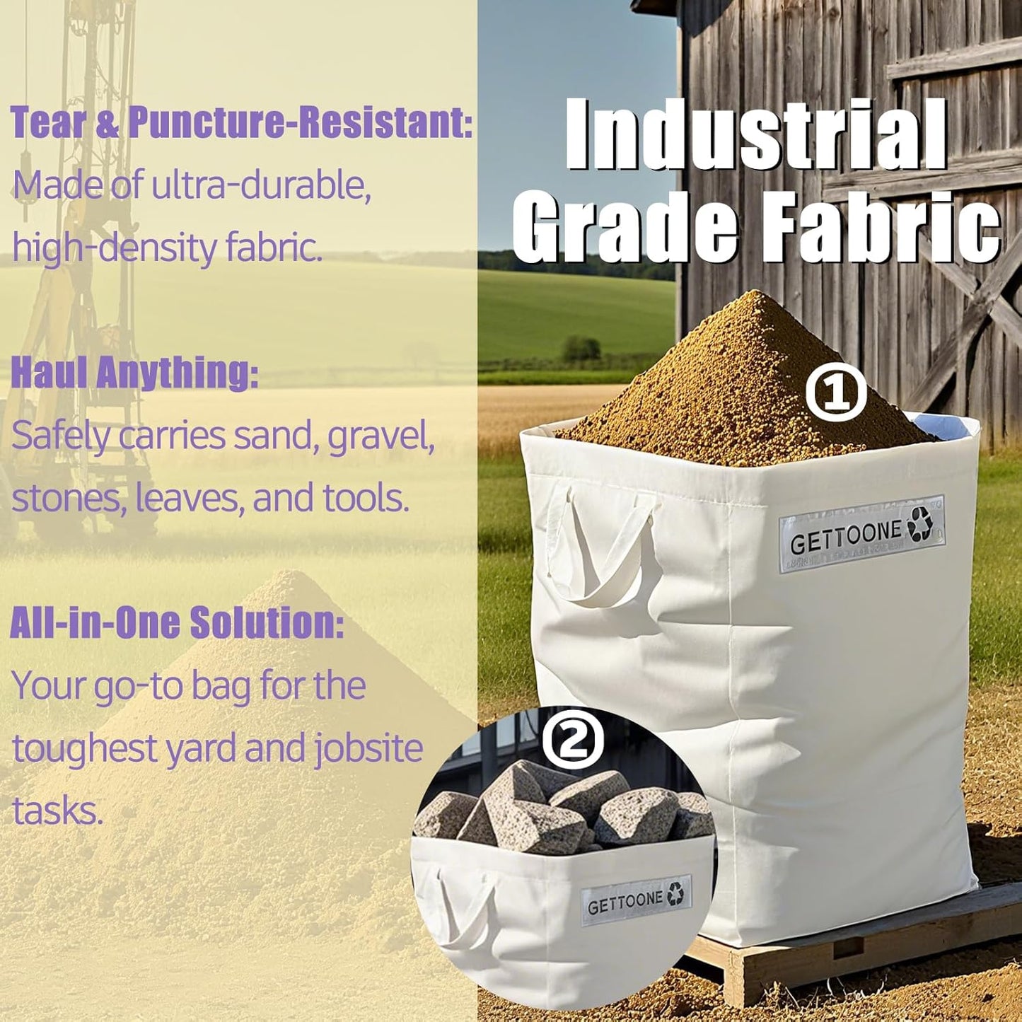 Lawn Bags for Yard Waste | Heavy-Duty Collapsible Leaf Bag, 38 Gallon Reusable Garden Clippings Container & Outdoor Trash Can with 2 Carry Handles (Square Bigger)