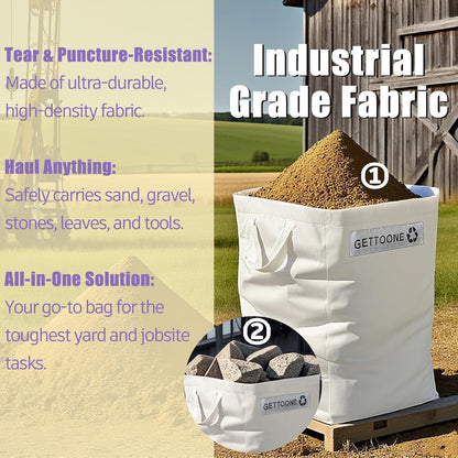 Lawn Bags for Yard Waste | Heavy-Duty Collapsible Leaf Bag, 24 Gallon Reusable Garden Clippings Container & Outdoor Trash Can with 2 Carry Handles (Square Middle)