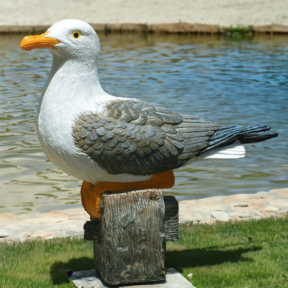 Real Seagull Outdoor Sculpture,Funny Bird Statue,Garden Beach Statue Decor,Resin Animal Seabird Ornaments,Coastal Beach Decor,Patio Decor for Outdoor Table Decorfor Garden,Terrace,Lawn,Yard