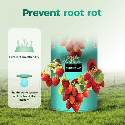 3 Pack Hanging Strawberry Planter Bags, 3 Gallon Hanging Grow Bags with Bottom Planting Hole, Thickened PE Strawberry Pot for Vegetables Herbs Tomatoes