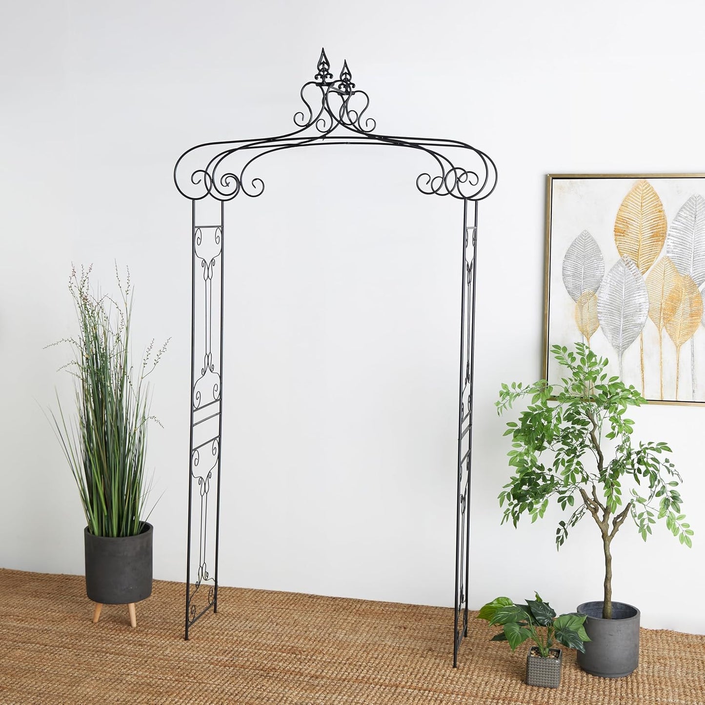 Deco 79 68701 Metal Garden Arch, 44 by 95-Inch, Black