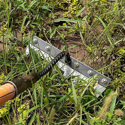 Gardenia Iron Weeding Rake, Iron Rake 2.0 for Gardening and Weeding, Detachable Double-Edged Blade Design Carbon Steel Heavy-Duty Weed Rakes,Hand Weed Puller Tools for Lawn Yard Garden Farm(8 teeths)