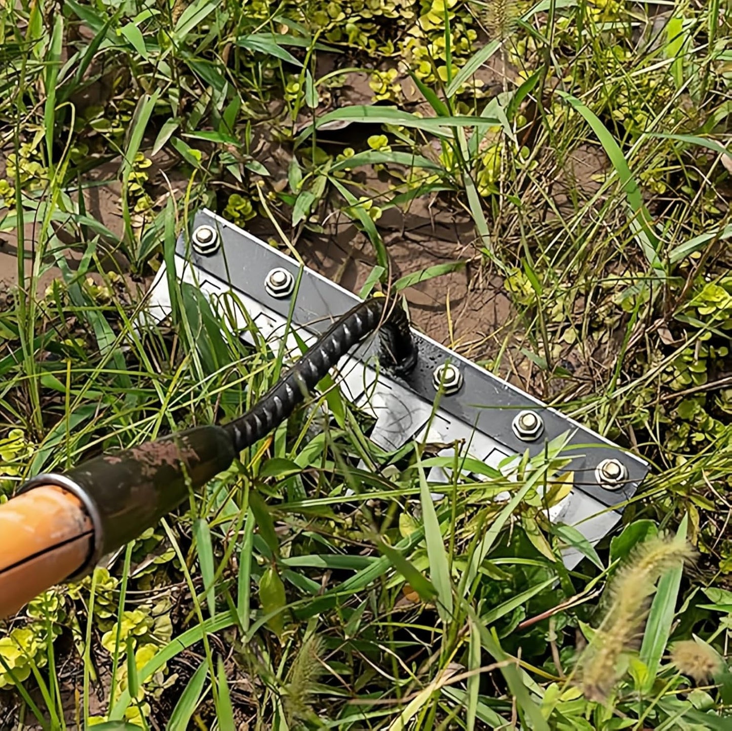 Gardenia Iron Weeding Rake, Iron Rake 2.0 for Gardening and Weeding, Detachable Double-Edged Blade Design Carbon Steel Heavy-Duty Weed Rakes,Hand Weed Puller Tools for Lawn Yard Garden Farm (5 teeths)