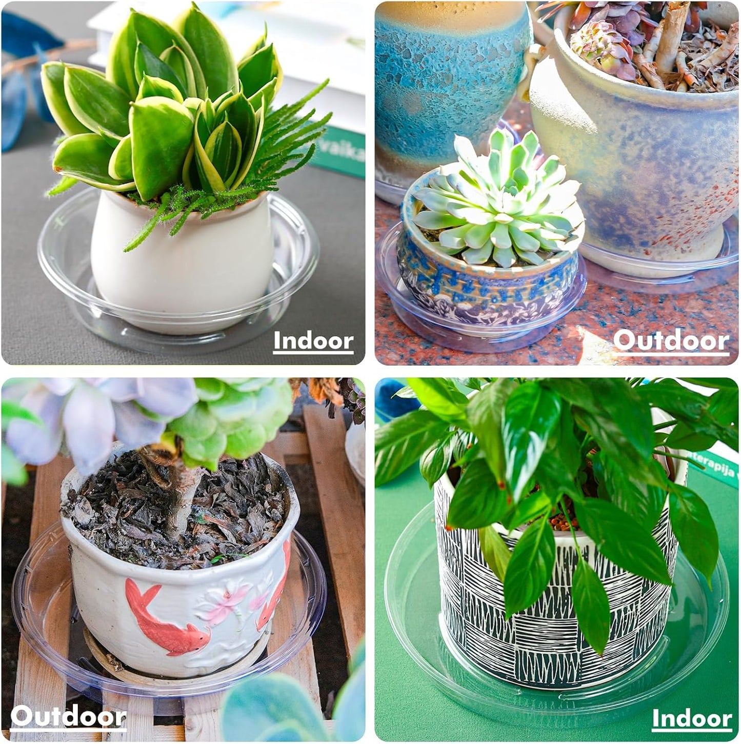 Plant Saucer 50 Pack Plant Trays for Pots 4 Inch Plastic Plant Saucers for Outdoors and Indoors Clear Drip Trays for Potted Plants Flower Pot Plates to Catch Water Plant Drainage Dishes No Holes
