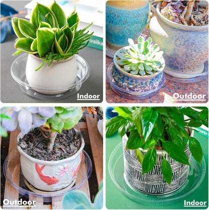 Plant Saucer 50 Pack Plant Trays for Pots 4 Inch Plastic Plant Saucers for Outdoors and Indoors Clear Drip Trays for Potted Plants Flower Pot Plates to Catch Water Plant Drainage Dishes No Holes