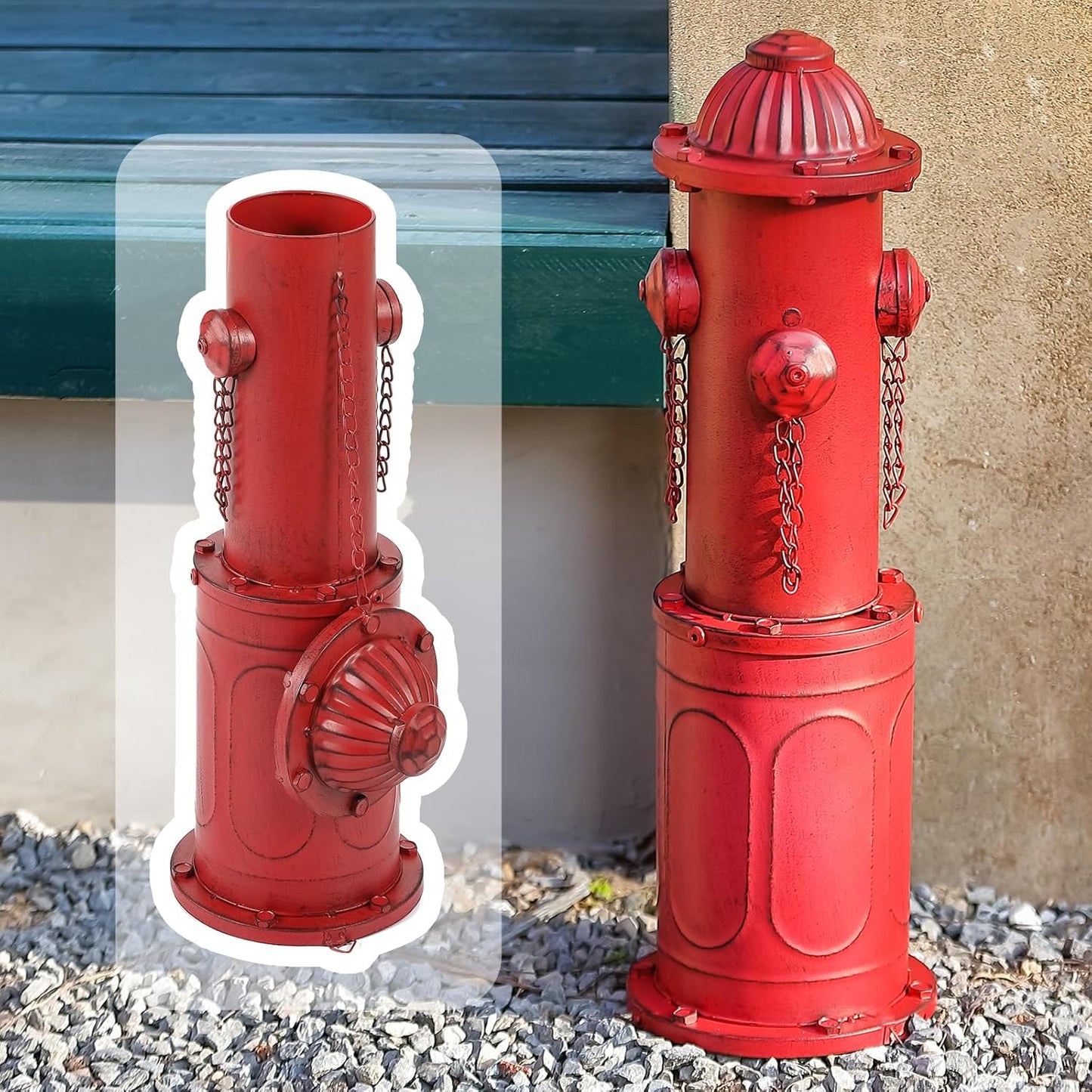 Dog Fire Hydrant Pee Post, 22.4" H Fake Fire Hydrant for Dogs to Pee on, Red Metal Dog Pee Post for Training Tool, Puppy Pee Pole for Dogs Indoor Outdoor Garden Yard Statue